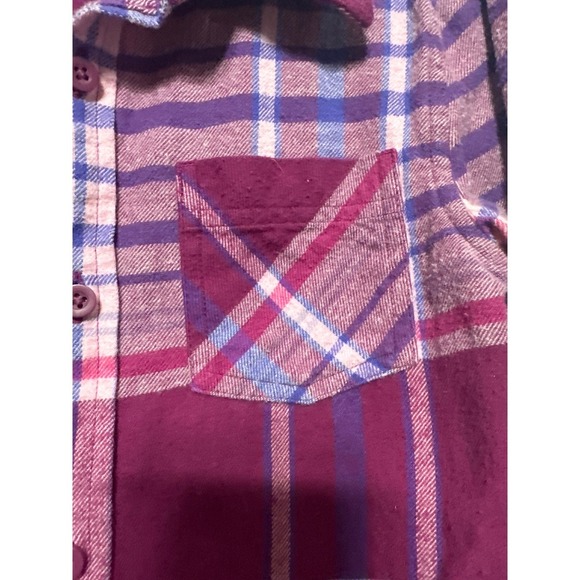 Outdoor Kids Plaid Flannel Button Up Shirt Purple Pink Blue Size S - Picture 3 of 6